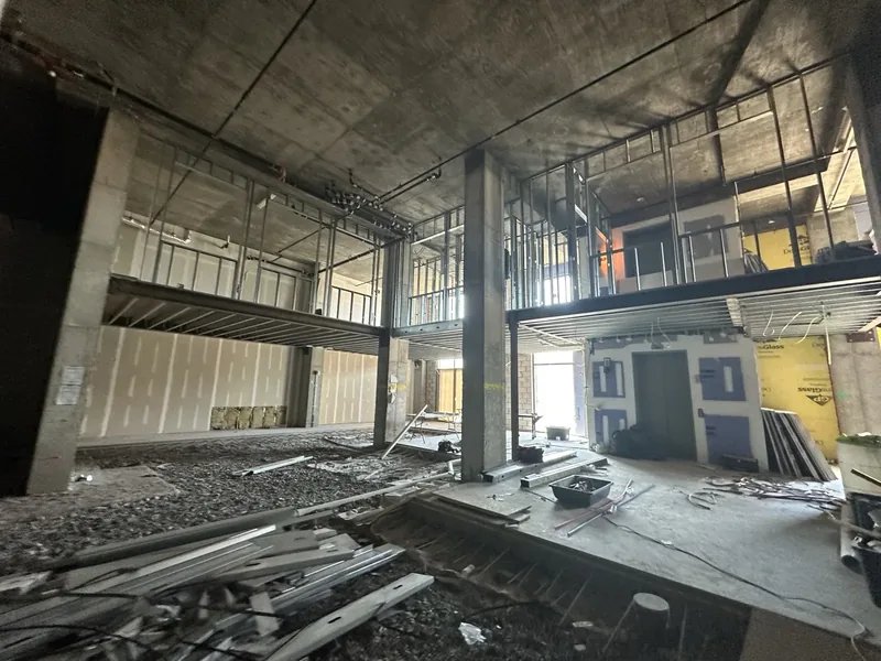 New Jersey commercial build-out: the shell stripped to the concrete structure