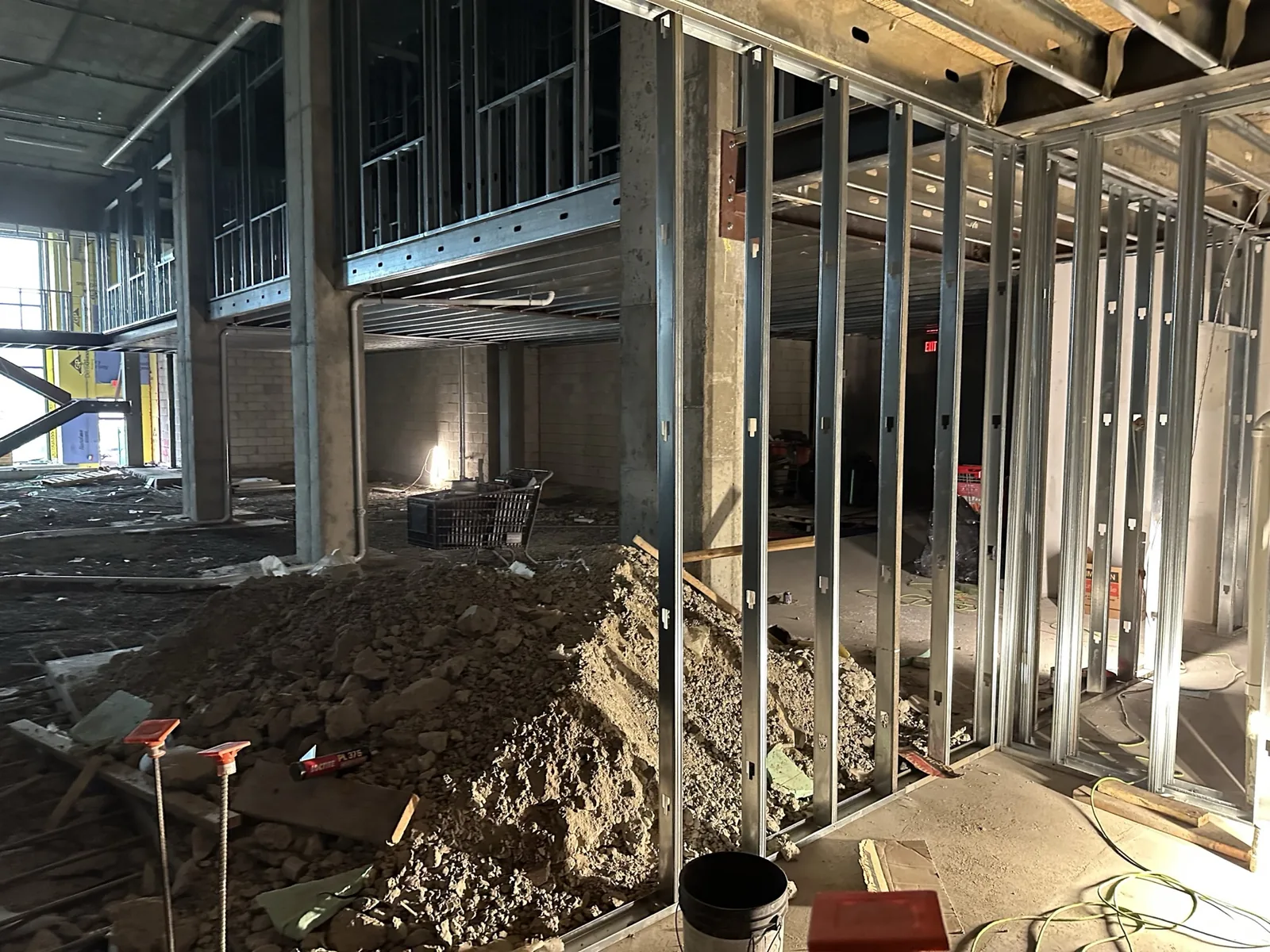 Classroom and washroom partitions framed out inside a Jersey City, NJ daycare build-out